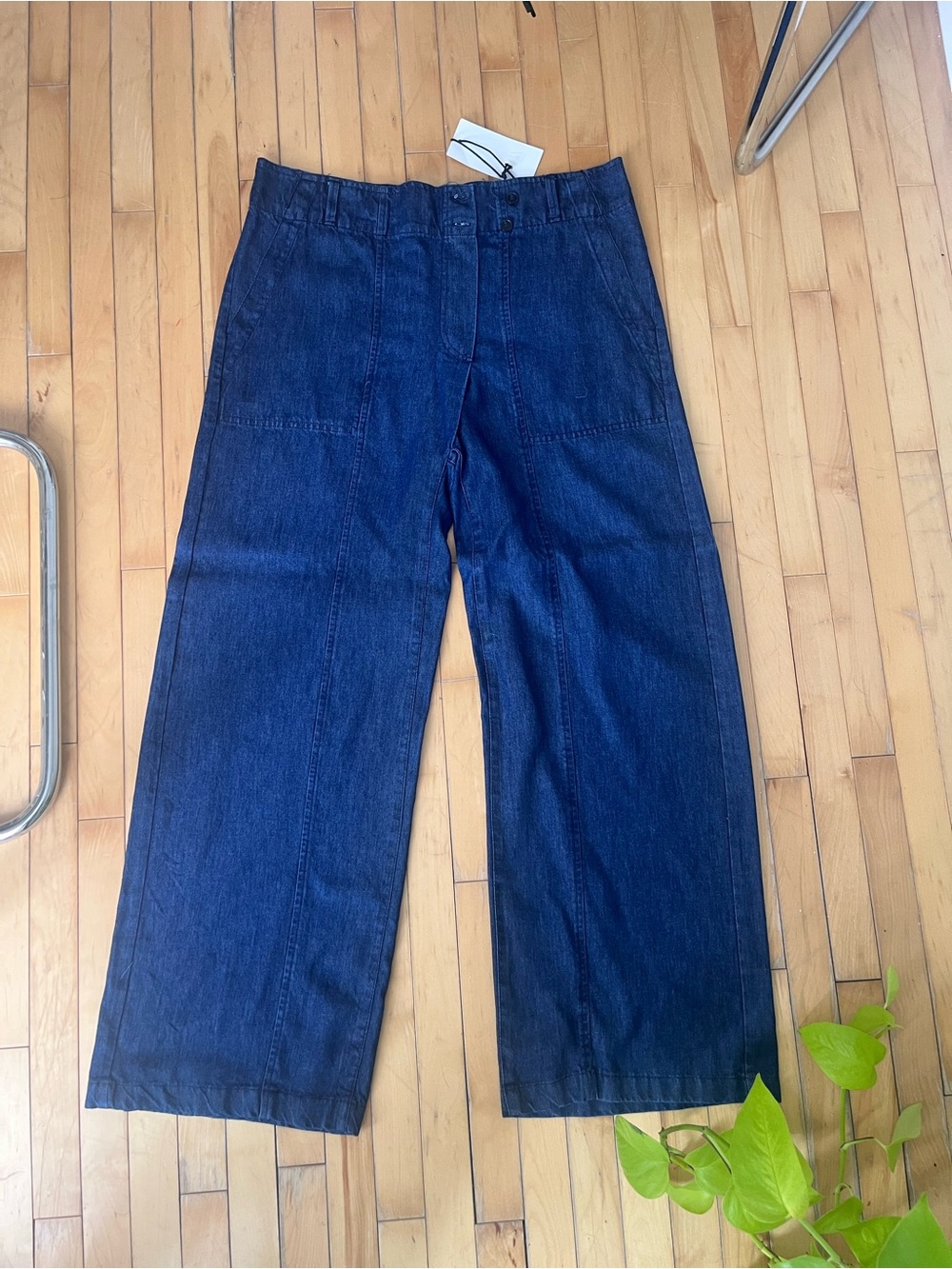 Zara Women's Dark Blue Relaxed Wide-Leg Jeans